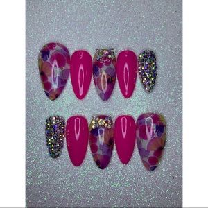 Flowers and Diamond Nails